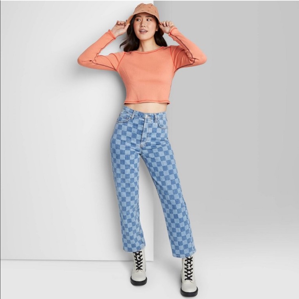 NWT checkered jeans